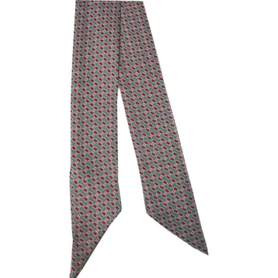 Lazyjack Press Women's Green The Belvedere Scarf: All Tied Up In Cranberry & Sage In Gray