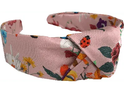 Lazyjack Press Women's Pink La Vie En Rose Italian Silk Knotted Headband