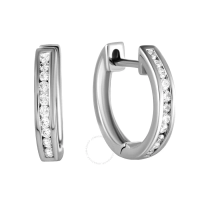 Lb Exclusive ~.25ct Small 14k White Gold Diamond Hoop Earrings In Multi-color