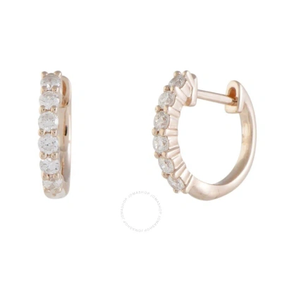 Lb Exclusive .50ct Small 14k Rose Gold 6 Diamond Tiny Round Hoop Earrings In Multi-color