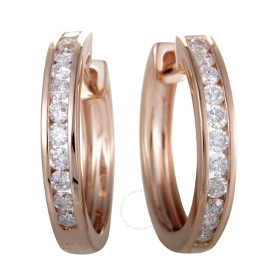 Lb Exclusive .50ct Small 14k Rose Gold Diamond Hoop Earrings In Multi-color