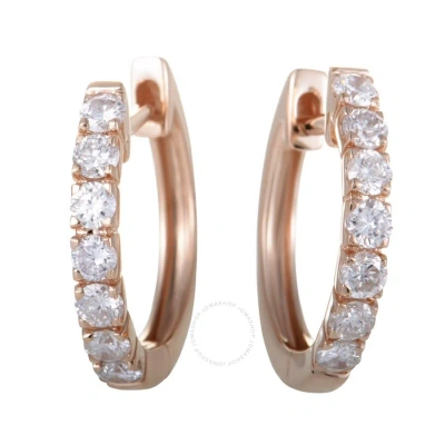 Lb Exclusive .75ct Small 14k Rose Gold Diamond Hoop Earrings In Multi-color