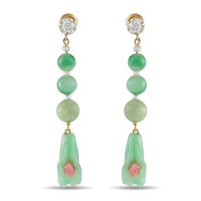 Lb Exclusive 0.50ct Diamond, Conch Pearl, And Jade Earrings Mf25-051826 In White