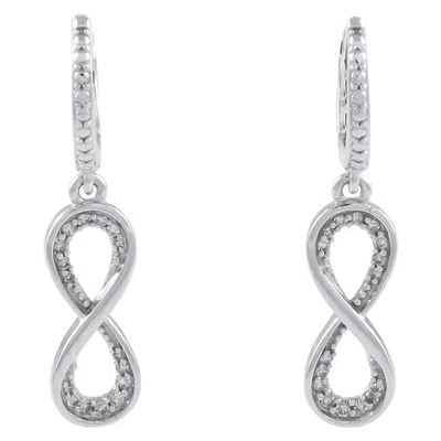 Pre-owned Lb Exclusive 10k White Gold 0.13ct Diamond Earrings