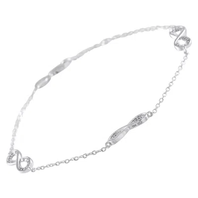 Pre-owned Lb Exclusive 10k White Gold 0.17ct Diamond Bracelet
