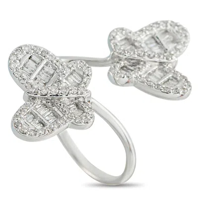 Lb Exclusive 10k White Gold 1.20ct Diamond Butterfly Bypass Ring Mf16-050526 In Silver