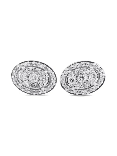 Pre-owned Lb Exclusive 10k White Gold Diamond Earrings In Silver