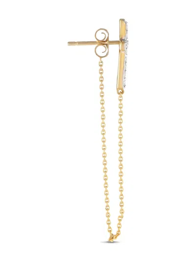 Pre-owned Lb Exclusive 10k Yellow Gold Cross Diamond Earrings