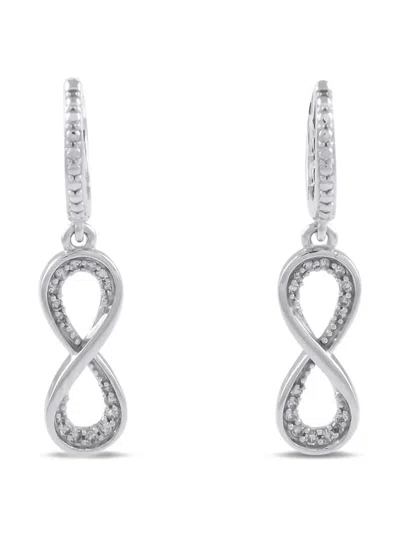 Pre-owned Lb Exclusive 10kt White Gold Infinity Earrings In Silver