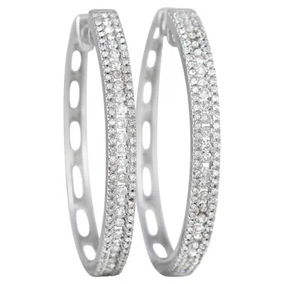 Pre-owned Lb Exclusive 14 Karat Gold 3-row 1.06 Carat Vs1 G Color Diamond Hoop Earrings In Multi