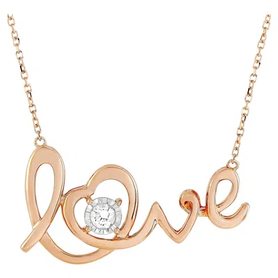 Pre-owned Lb Exclusive 14 Karat Rose Gold 0.10 Carat Diamond Pendant Necklace In Red