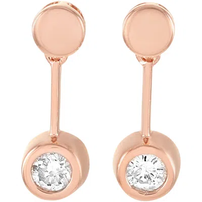 Pre-owned Lb Exclusive 14 Karat Rose Gold 0.25 Carat Diamond Earrings In Red
