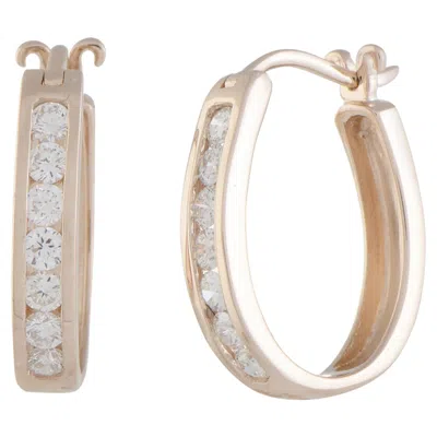 Pre-owned Lb Exclusive 14 Karat Rose Gold .50 Carat Vs1 G Color Diamond Oval Hoop Huggies In Red