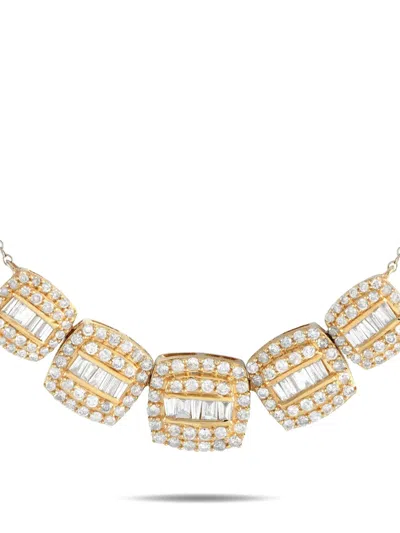 Pre-owned Lb Exclusive 14k Gold Diamond Necklace In 银色