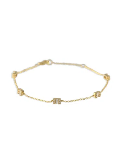 Pre-owned Lb Exclusive 14k Gold Station Diamond Bracelet In Yellow