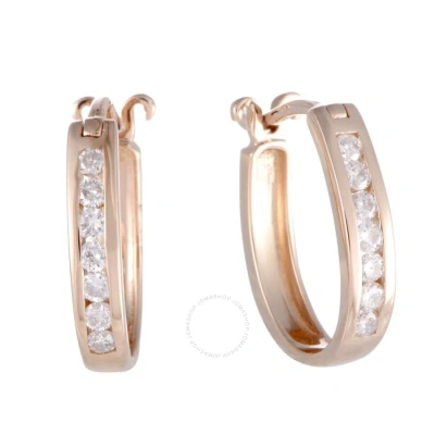 Lb Exclusive 14k Rose Gold .25 Carat Vs1 G Color Diamond Oval Hoop Huggies Earrings In Multi-color