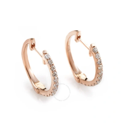 Lb Exclusive 14k Rose Gold .31 Carat Vs1 G Color Diamond Hoop Huggies Earrings In Multi-color