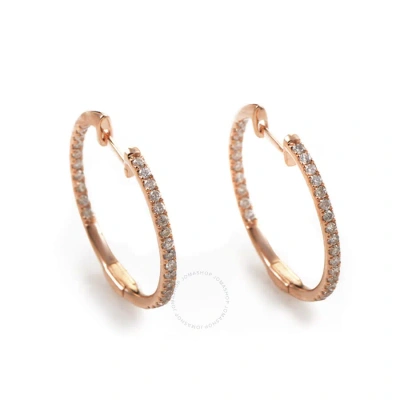 Lb Exclusive 14k Rose Gold .51 Carat Vs1 G Color Diamond Hoop Huggies Earrings In Multi-color