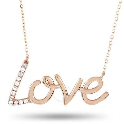 Lb Exclusive 14k Rose Gold 0.10 Ct Diamond Love Pendant Necklace In Multi-color