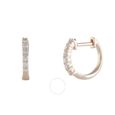 Lb Exclusive 14k Rose Gold 0.25 Carat Vs1 G Color 6-diamond Small Round Hoop Huggies Earrings In Multi-color