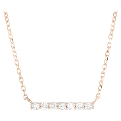 Pre-owned Lb Exclusive 14k Rose Gold 0.10 Carat Diamond Bar Necklace In Red