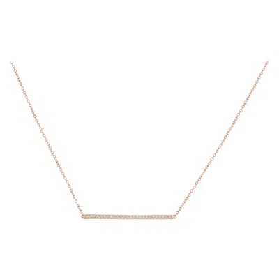 Pre-owned Lb Exclusive 14k Rose Gold 0.10ct Diamond Bar Necklace Pn16761-r In Red