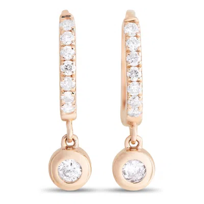 Lb Exclusive 14k Rose Gold 0.15ct Diamond Drop Earrings Aer-15711 In Nude