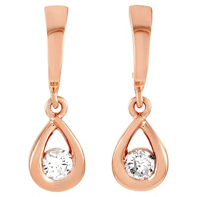 Pre-owned Lb Exclusive 14k Rose Gold 0.20 Carat Diamond Earrings In Red