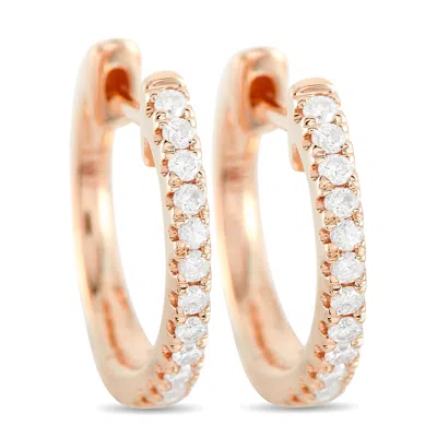 Lb Exclusive 14k Rose Gold 0.22ct Diamond Hoop Earrings Aer-9846r In White
