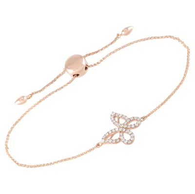 Pre-owned Lb Exclusive 14k Rose Gold 0.30 Ct Diamond Butterfly Bracelet In Red
