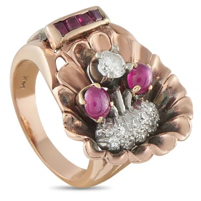 Lb Exclusive 14k Rose Gold 0.45ct Diamond And Star Ruby Ring Mf16-062426 In Purple