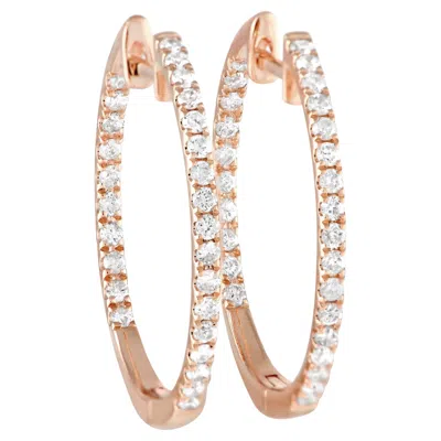 Pre-owned Lb Exclusive 14k Rose Gold 0.50 Carat Diamond Inside-out Hoop Earrings In Red