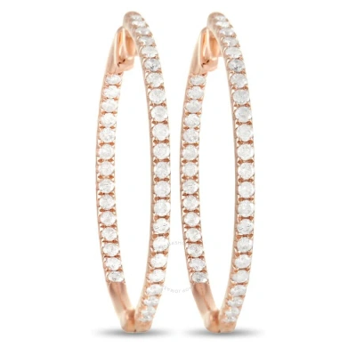 Lb Exclusive 14k Rose Gold 1.0ct Diamond Hoop Earrings In Multi-color