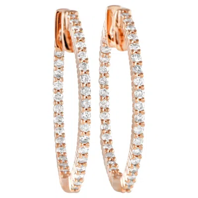 Pre-owned Lb Exclusive 14k Rose Gold 1.0 Carat Diamonds Inside-out Hoop Earrings In Red