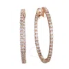 Lb Exclusive 14k Rose Gold 1.00 Carat Vs1 G Color Diamond Pave Inside Out Hoop Earrings In Pink/rose Gold Tone/gold Tone