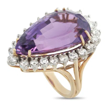 Lb Exclusive 14k Rose Gold 1.84ct Diamond And Amethyst Ring Mf05-050126 In Purple