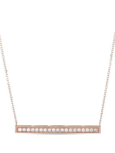 Pre-owned Lb Exclusive 14k Rose Gold Bar Diamond Necklace In Pink