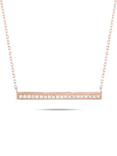 Pre-owned Lb Exclusive 14k Rose Gold Bar Diamond Necklace In Pink