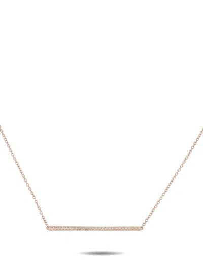 Pre-owned Lb Exclusive 14k Rose Gold Diamond Bar Necklace In Pink