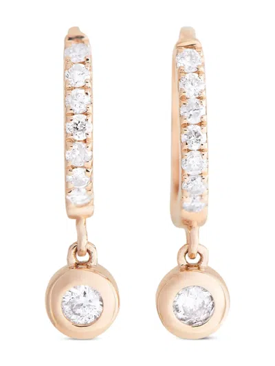 Pre-owned Lb Exclusive 14k Rose Gold Diamond Drop Earrings In Pink