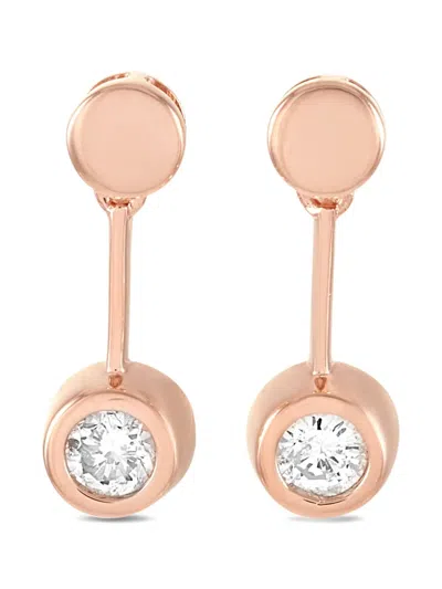 Pre-owned Lb Exclusive 14k Rose Gold Diamond Earrings In Pink