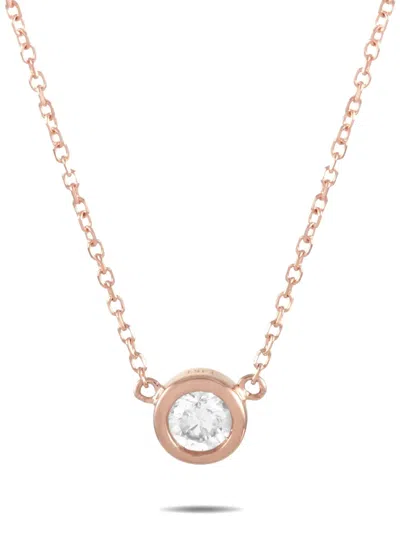 Pre-owned Lb Exclusive 14k Rose Gold Diamond Necklace In Pink
