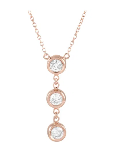 Pre-owned Lb Exclusive 14k Rose Gold Diamond Pendant Necklace In Pink