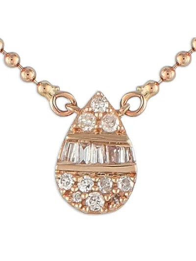 Pre-owned Lb Exclusive 14k Rose Gold Diamond Pendant Necklace In Pink