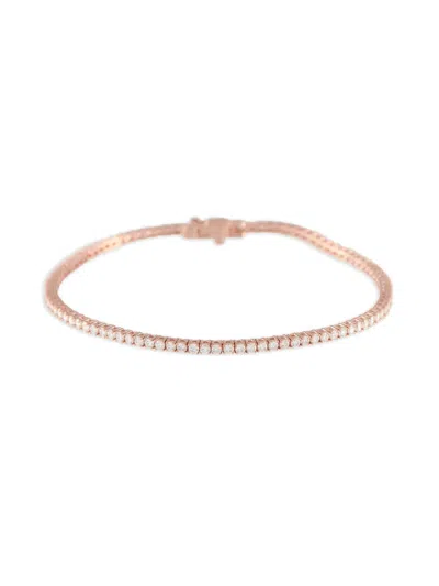 Pre-owned Lb Exclusive 14k Rose Gold Diamond Tennis Bracelet In Pink