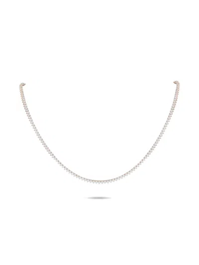 Pre-owned Lb Exclusive 14k Rose Gold Diamond Tennis Necklace In Pink