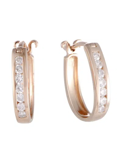 Pre-owned Lb Exclusive 14k Rose Gold Diamonds Hoop Earrings In Pink