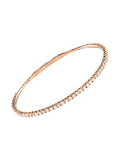 Pre-owned Lb Exclusive 14k Rose Gold Eternity Diamond Bangle Bracelet In Pink