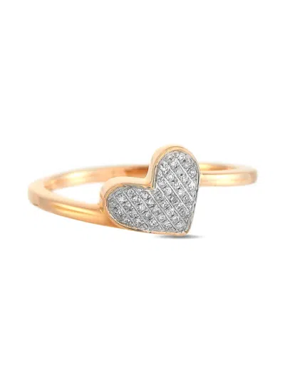 Pre-owned Lb Exclusive 14k Rose Gold Heart-motif Diamond Ring In Pink