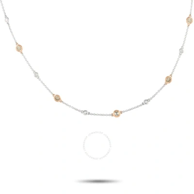 Lb Exclusive 14k White And Rose Gold 3.23ct Diamond Station Necklace Mf11 110323 In Multi-color